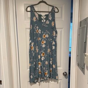 Torrid Teal Floral Sundress with Lace Back